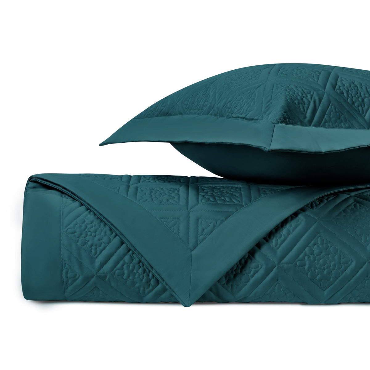 ZIBA Quilted Coverlet in Teal by Home Treasures at Fig Linens and Home