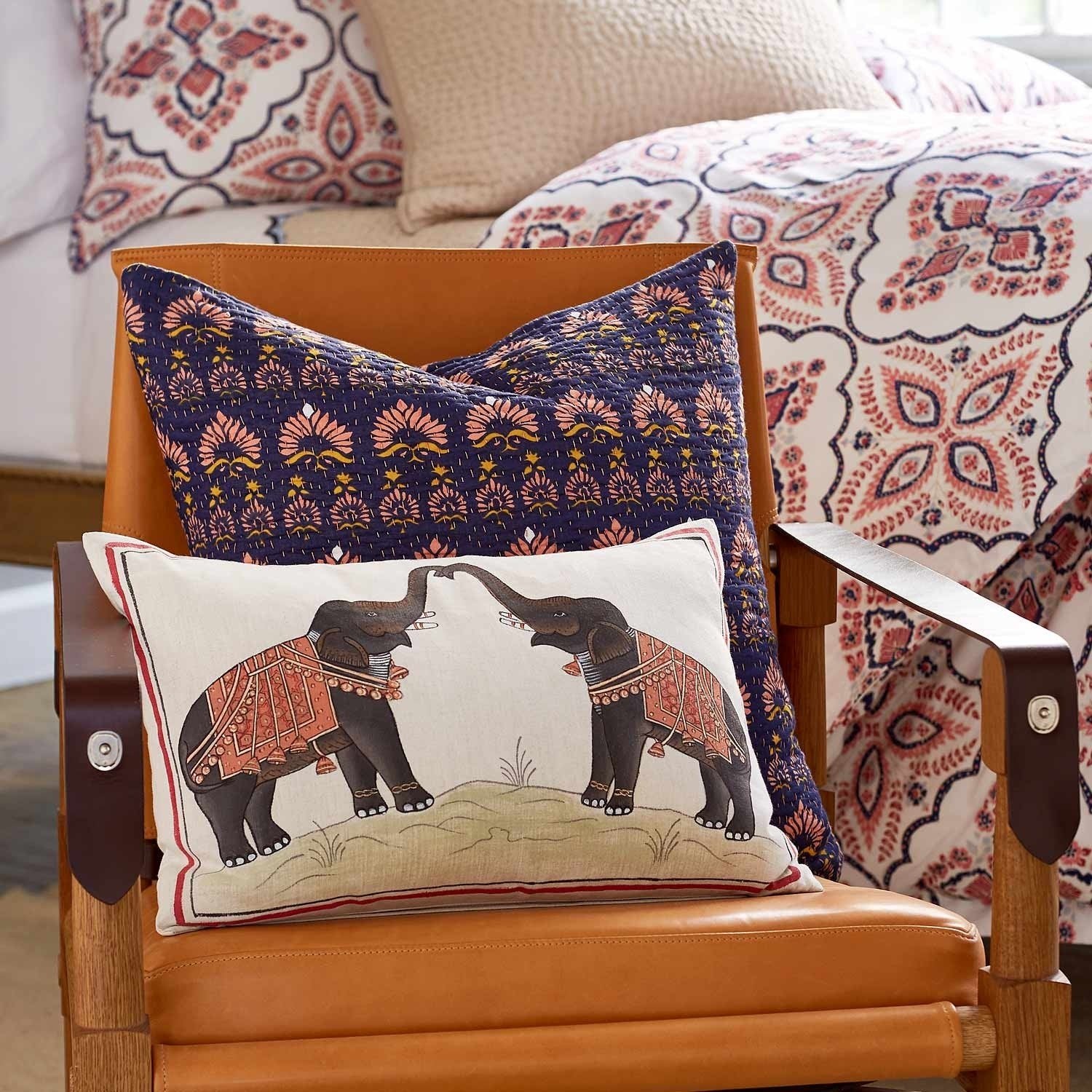 two elephants decorative pillow
